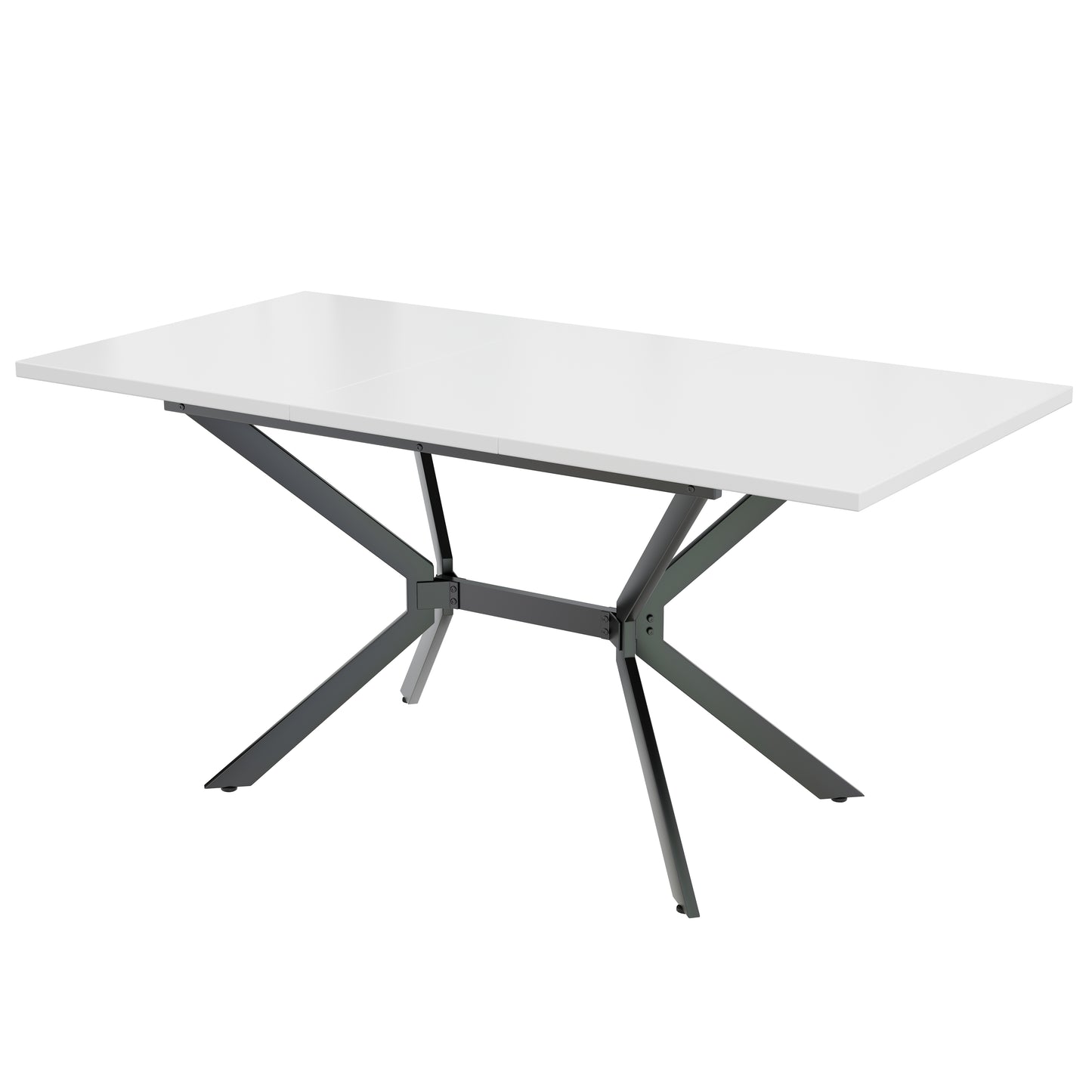 Stylish White Extendable Dining Table with Black Legs