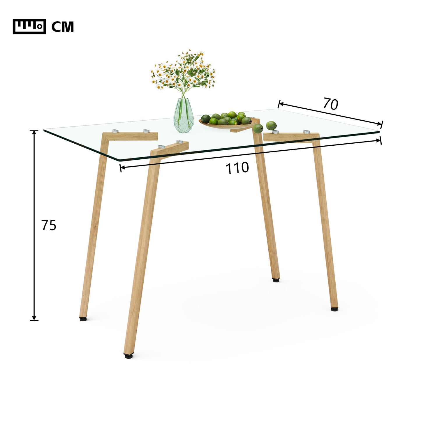 Modern Tempered Glass Dining Table for 4-6 People