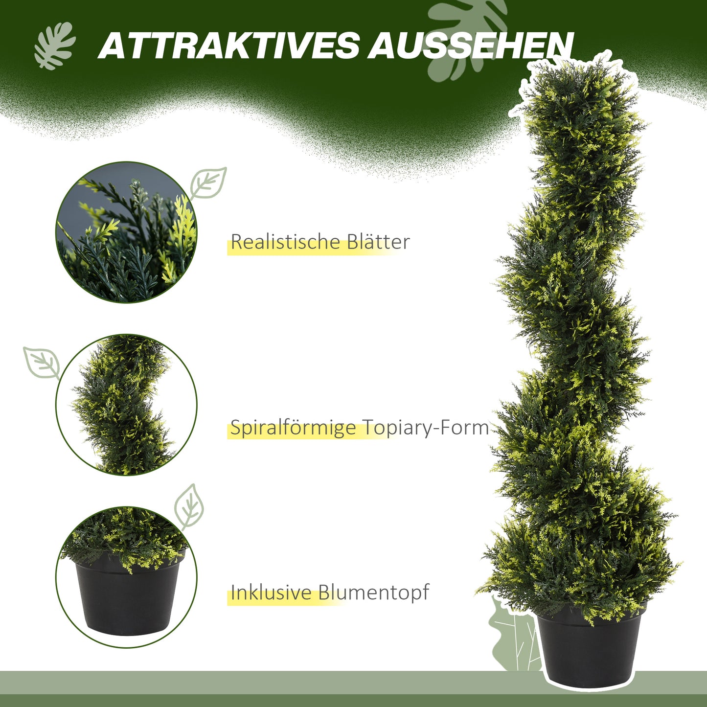 Set of 2 Artificial Cedar Trees, Large 90cm Artificial Plants for Living Room, Bedroom, Office, Garden, Modern Decoration