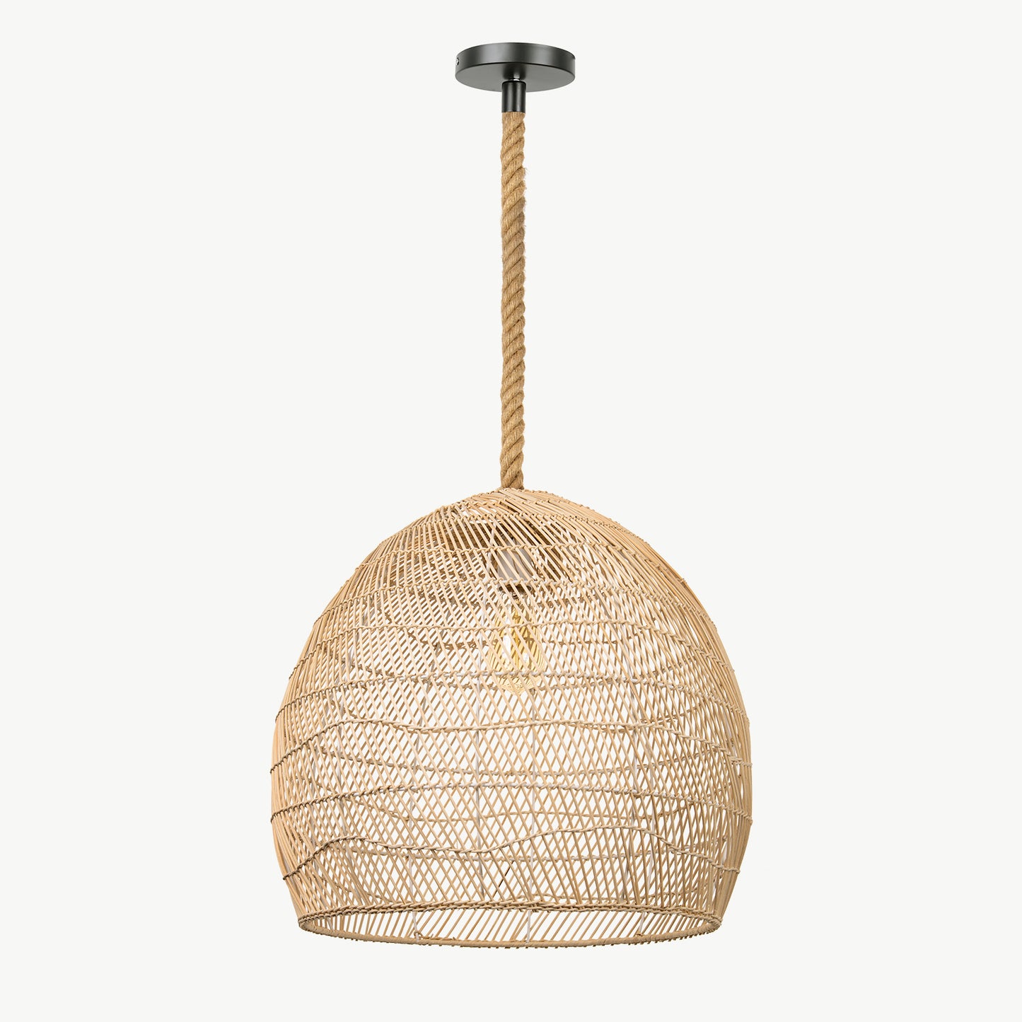 (M) Rope Rattan Pendant Lighting Fixture Natural Hardwired for Kitchen Island