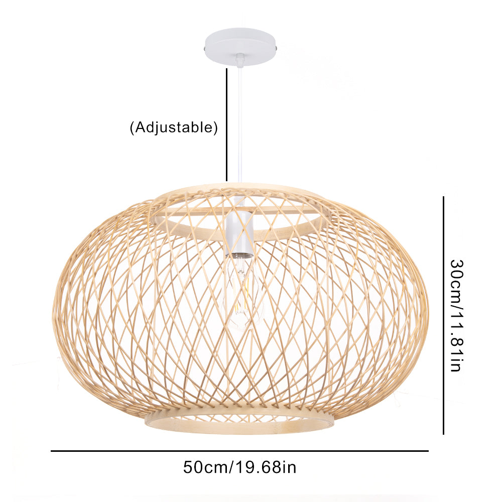 (M)Bamboo Pendant Lighting Globe Shade Boho Rattan Hanging Lights Fixture E27 for Kitchen Island