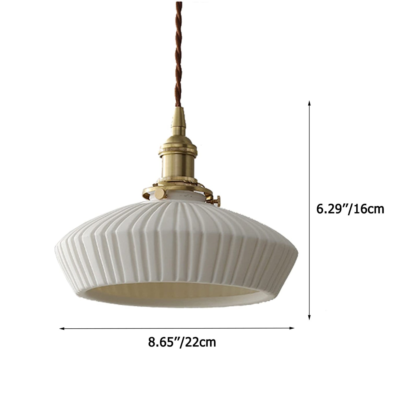 (Y)White Ceramic Pendant Lamp,White Ceramic Pendant Lamp with Brass Socket,Dining Room Pendant Lamp,Bedroom Bedside Bar Pendant Lamp,Living Room Pendant Lamp