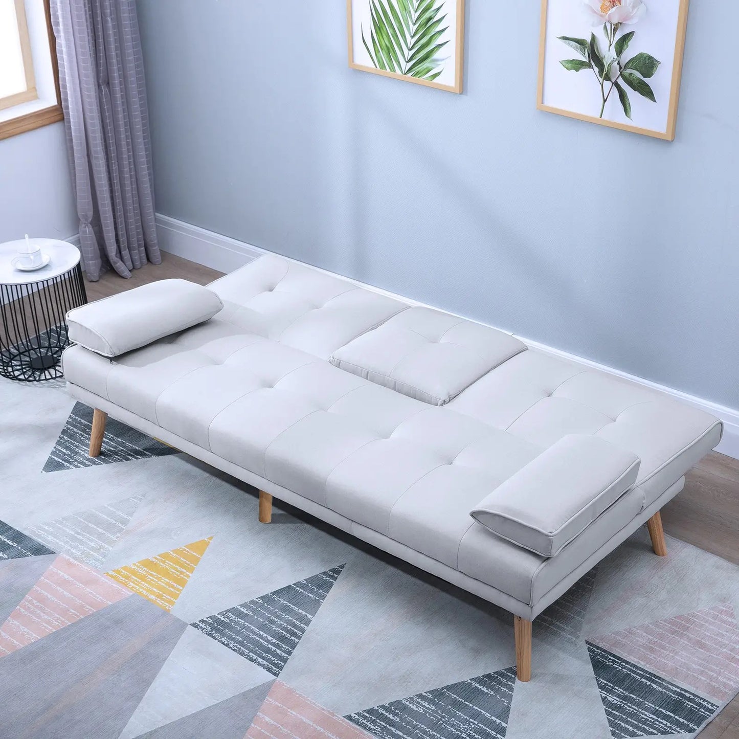 Sofa bed Comfortable sofa bed, 3-seater, sofa bed, linen, light grey, 181x77x72cm