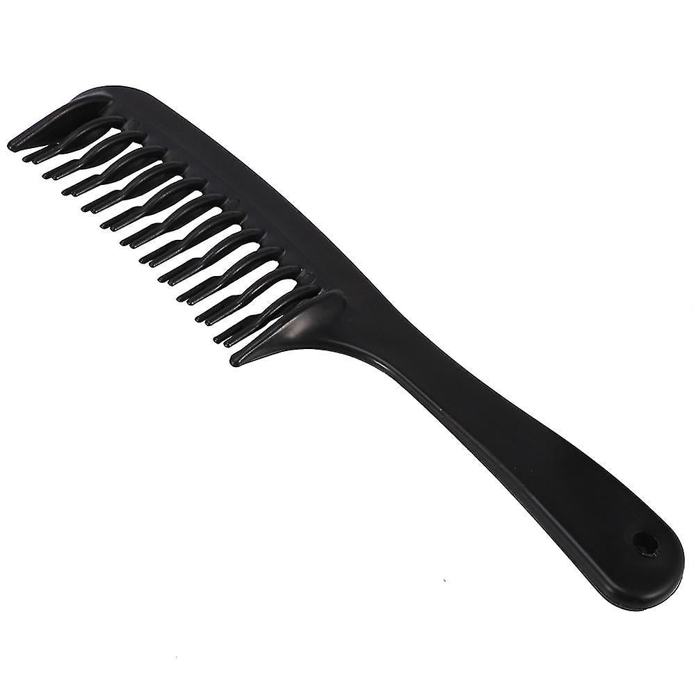 (Y)4x Black Double Row Tooth Detangler Hair Comb Shampoo Comb With Handle For Long Curly Wet Hair