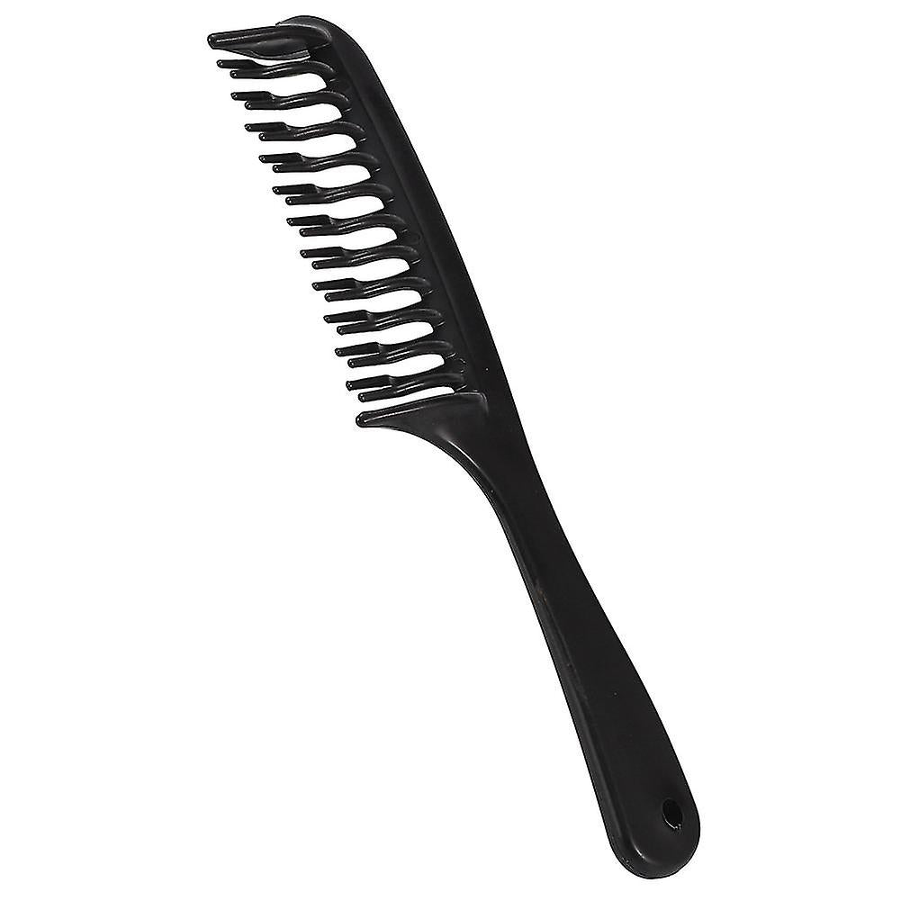 (Y)4x Black Double Row Tooth Detangler Hair Comb Shampoo Comb With Handle For Long Curly Wet Hair