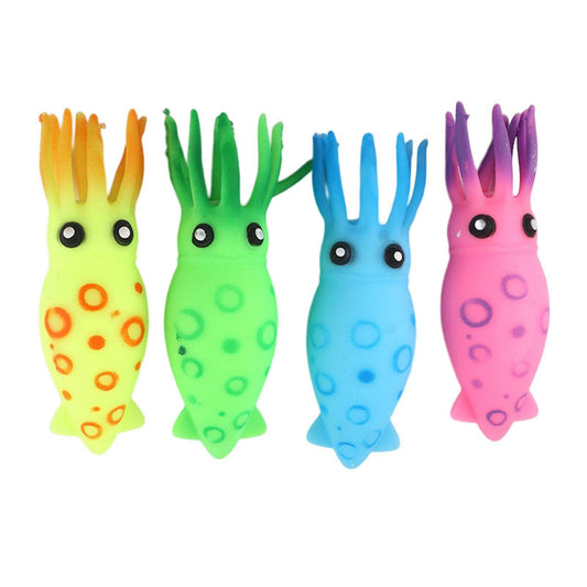 (Y)Farfi Stress Ball Cute High Elasticity Inkfish Shape Bright Color Squid Squeeze Stress Relief Fidget Sensory Toy Daily Use