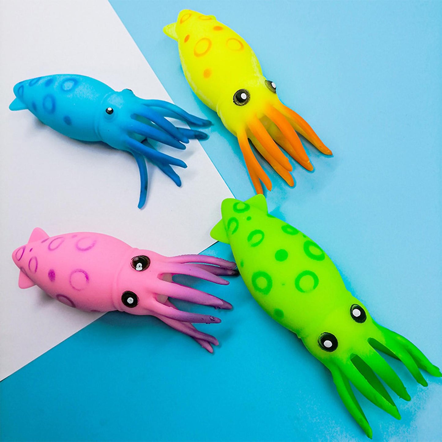 (Y)Farfi Stress Ball Cute High Elasticity Inkfish Shape Bright Color Squid Squeeze Stress Relief Fidget Sensory Toy Daily Use