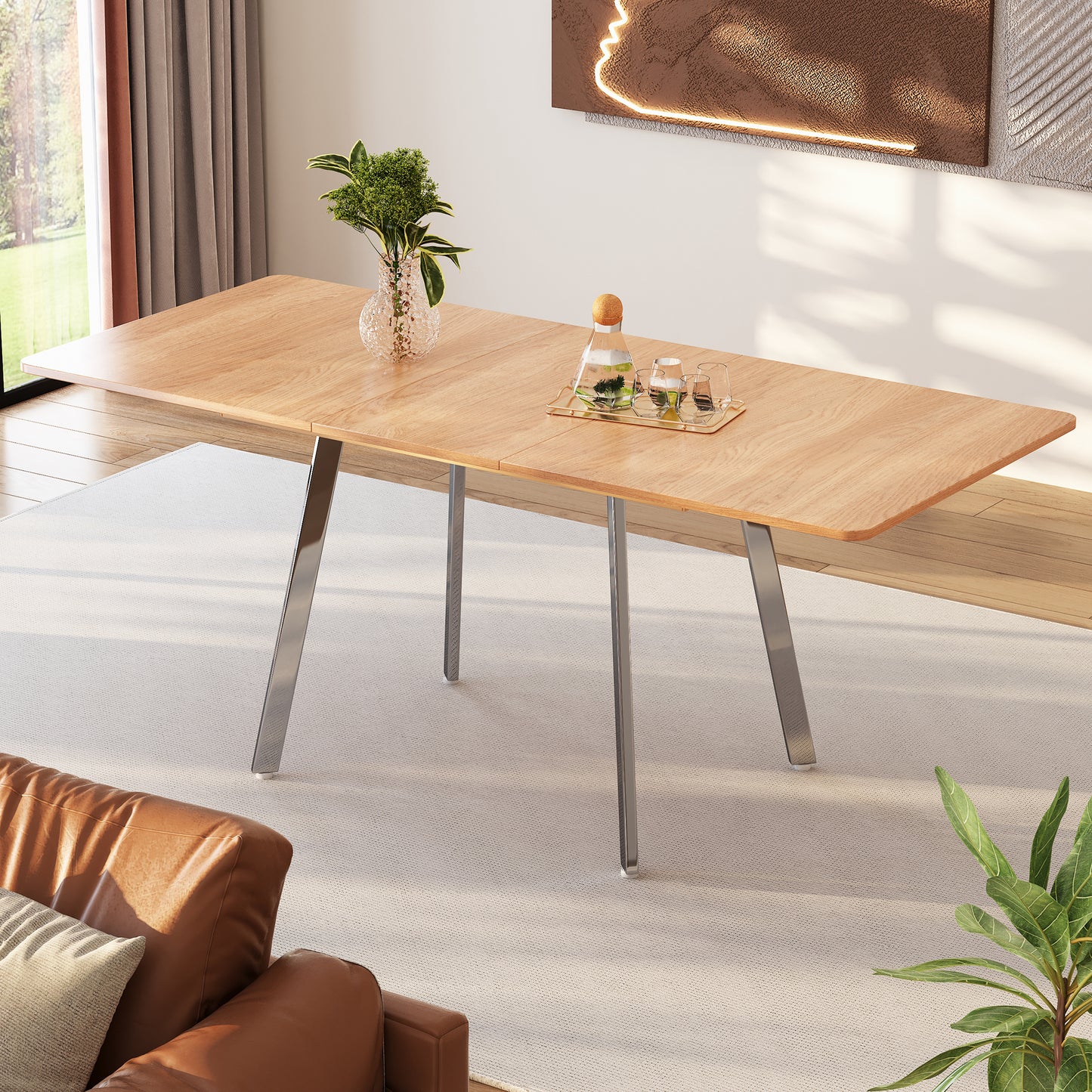 Stylish Minimalist Extendable Dining Table