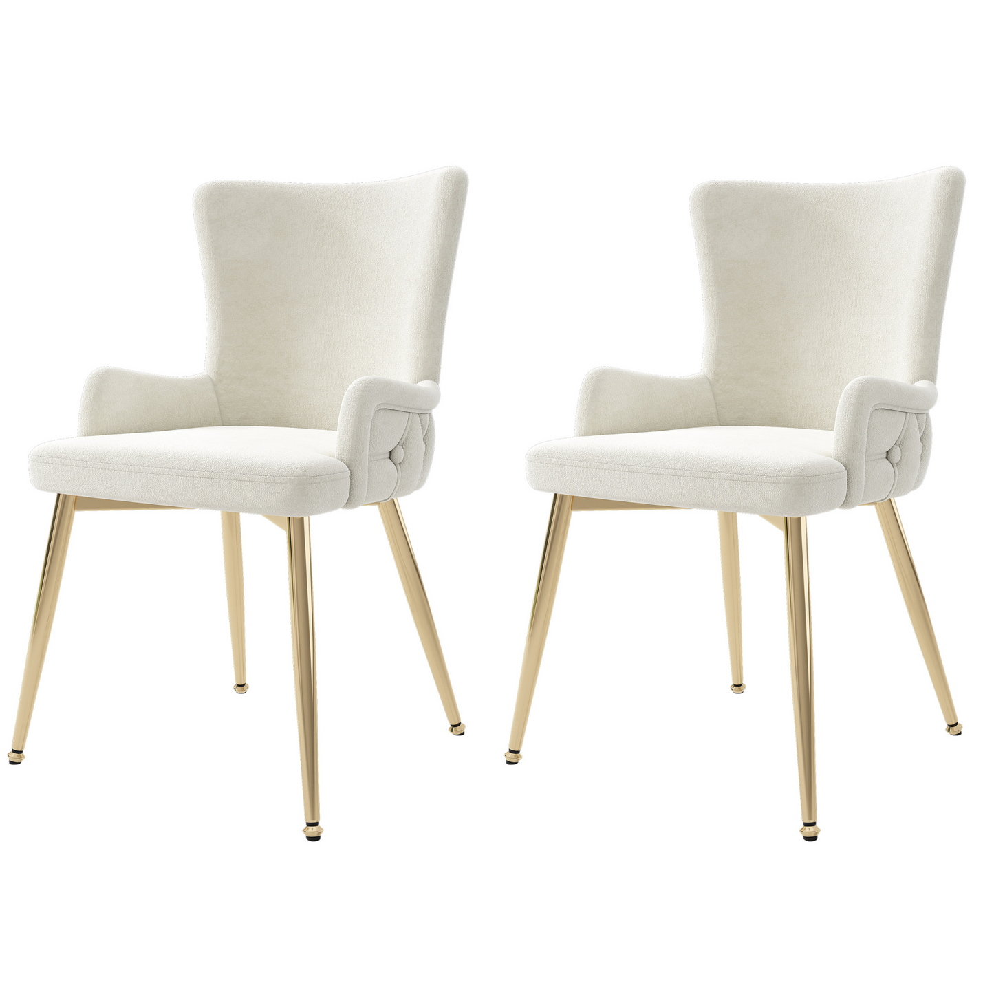 Beige Velvet Dining Chairs with Gold Legs - Luxurious Living Room Seating