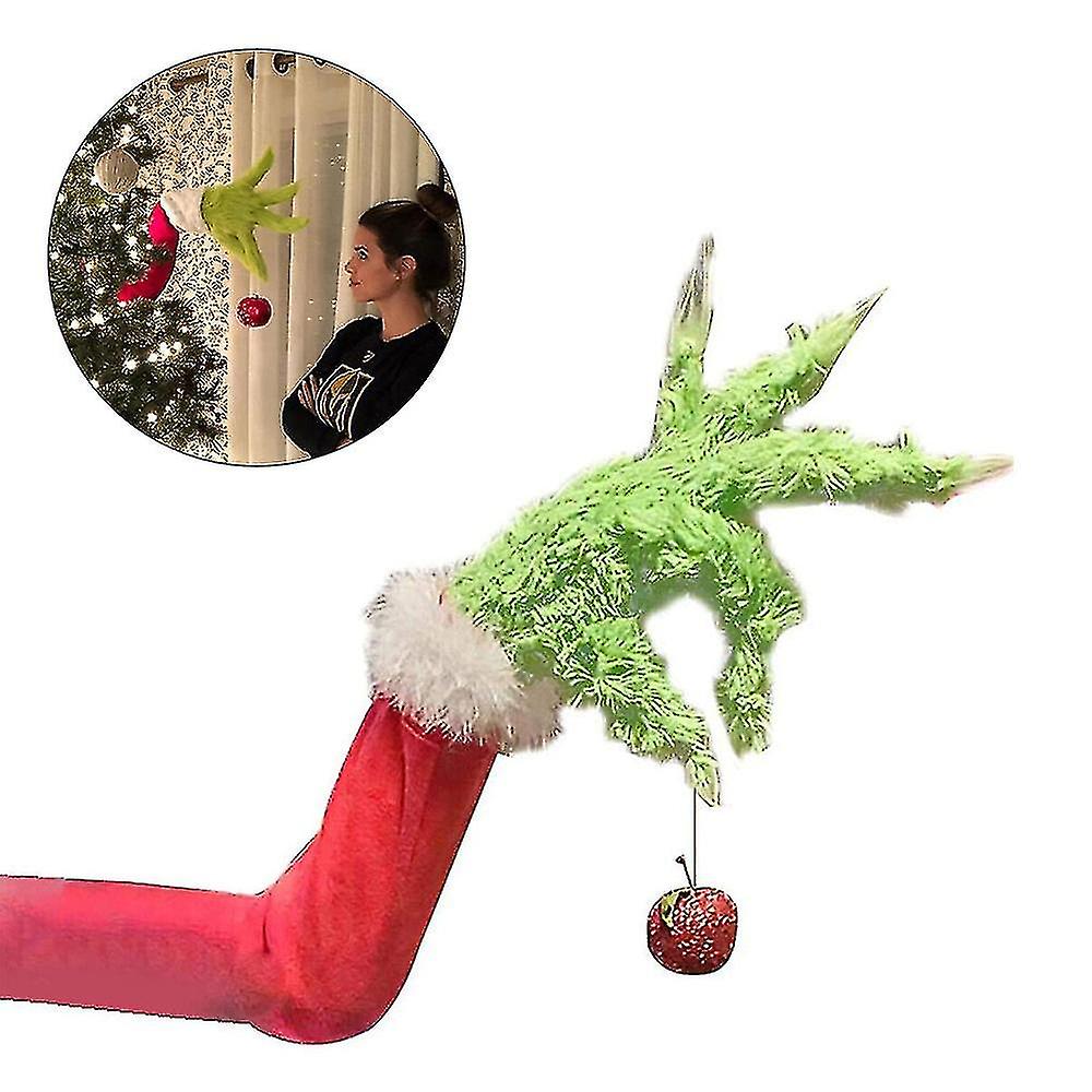 (Y)Christmas Party Decoration The Grinch Stole Christmas Tree Wreath Plush Hand Props