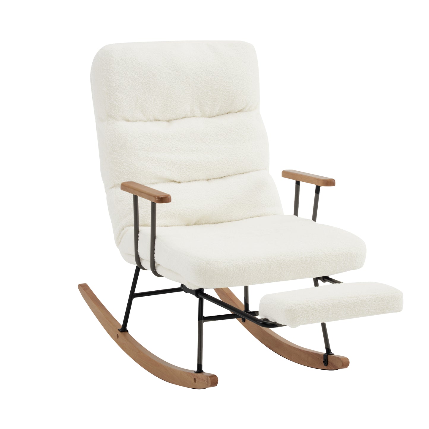 Gravity-Adjusted Comfortable Rocking Lounge Chair with Manual Footrest