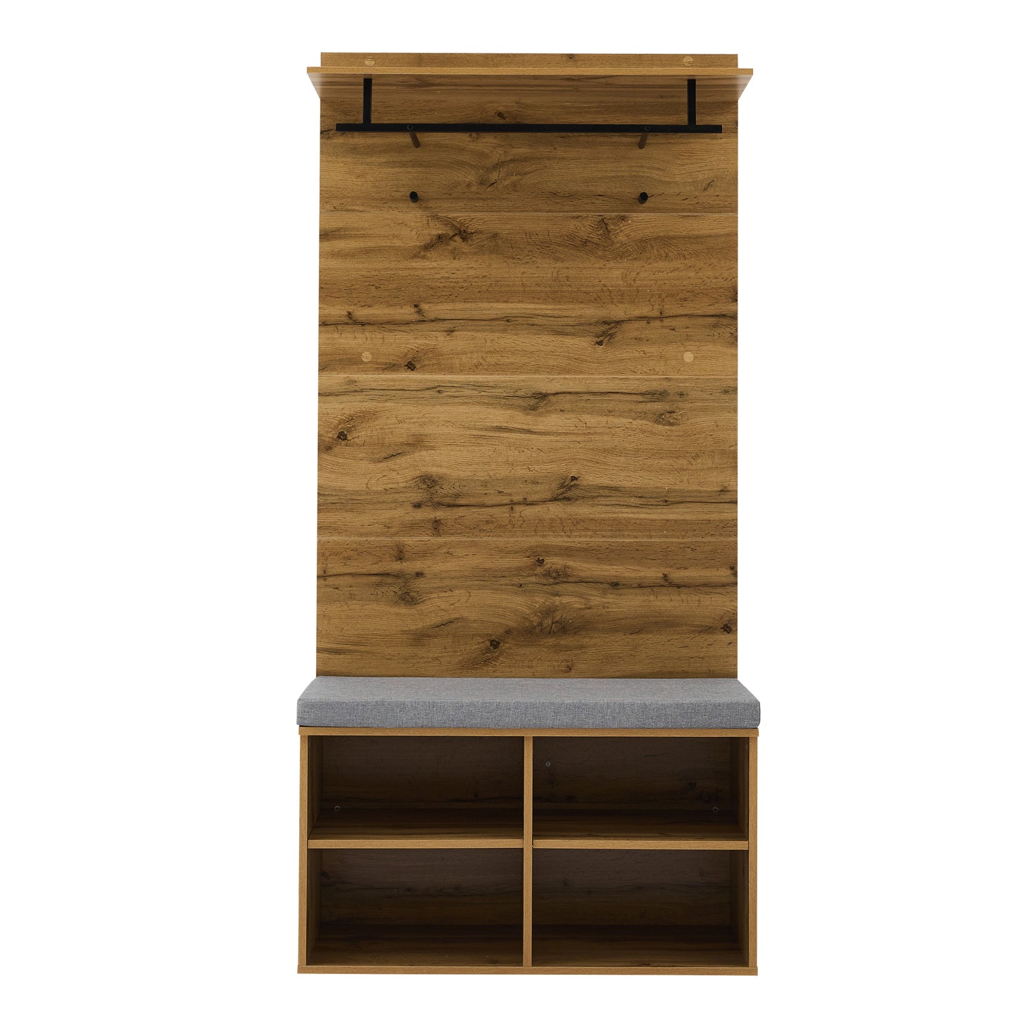 175cm Tall Wood-Look Wardrobe Set with Shoe Bench & Storage Features