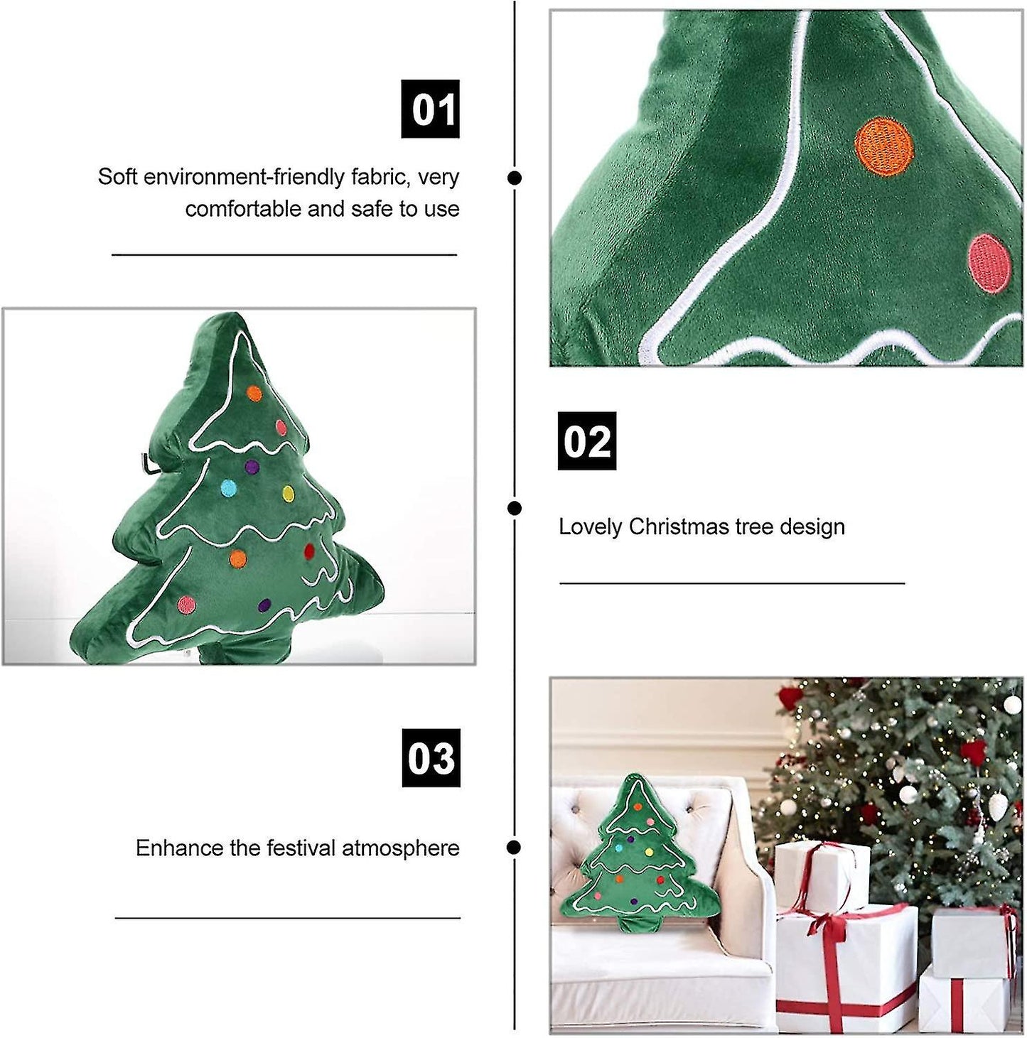 (Y)40cm Christmas Pillows Stuffed Toys With Plush Christmas Tree Shape Winter Holiday Hugging Pillow For Kids