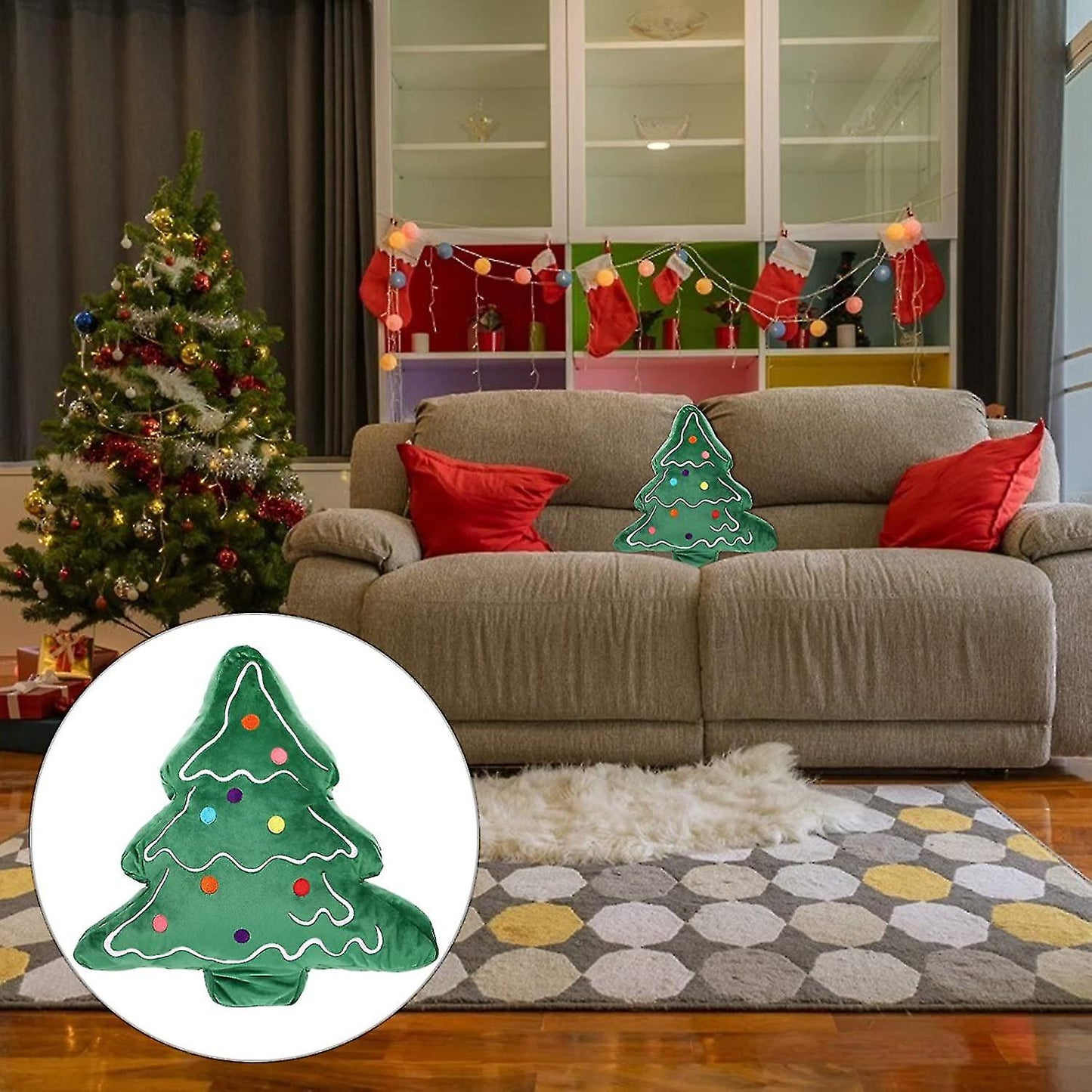 (Y)40cm Christmas Pillows Stuffed Toys With Plush Christmas Tree Shape Winter Holiday Hugging Pillow For Kids