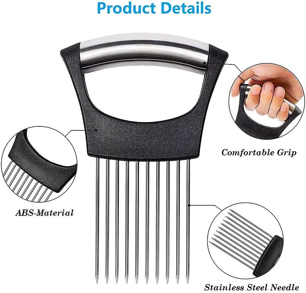 (Y)Stainless Steel Onion Slicer Holder,vegetable Potato Cutter Slicer Onion Needle Peeler Food Slicer Tool Kitchen