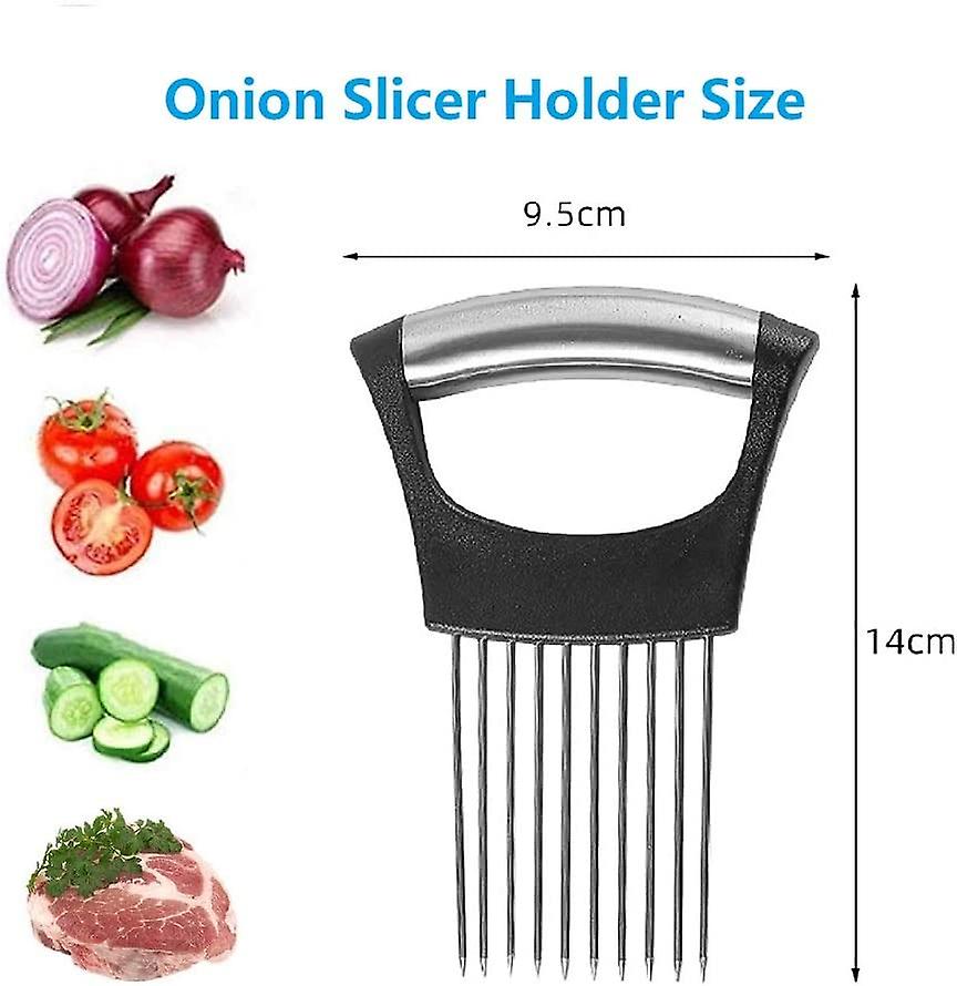 (Y)Stainless Steel Onion Slicer Holder,vegetable Potato Cutter Slicer Onion Needle Peeler Food Slicer Tool Kitchen