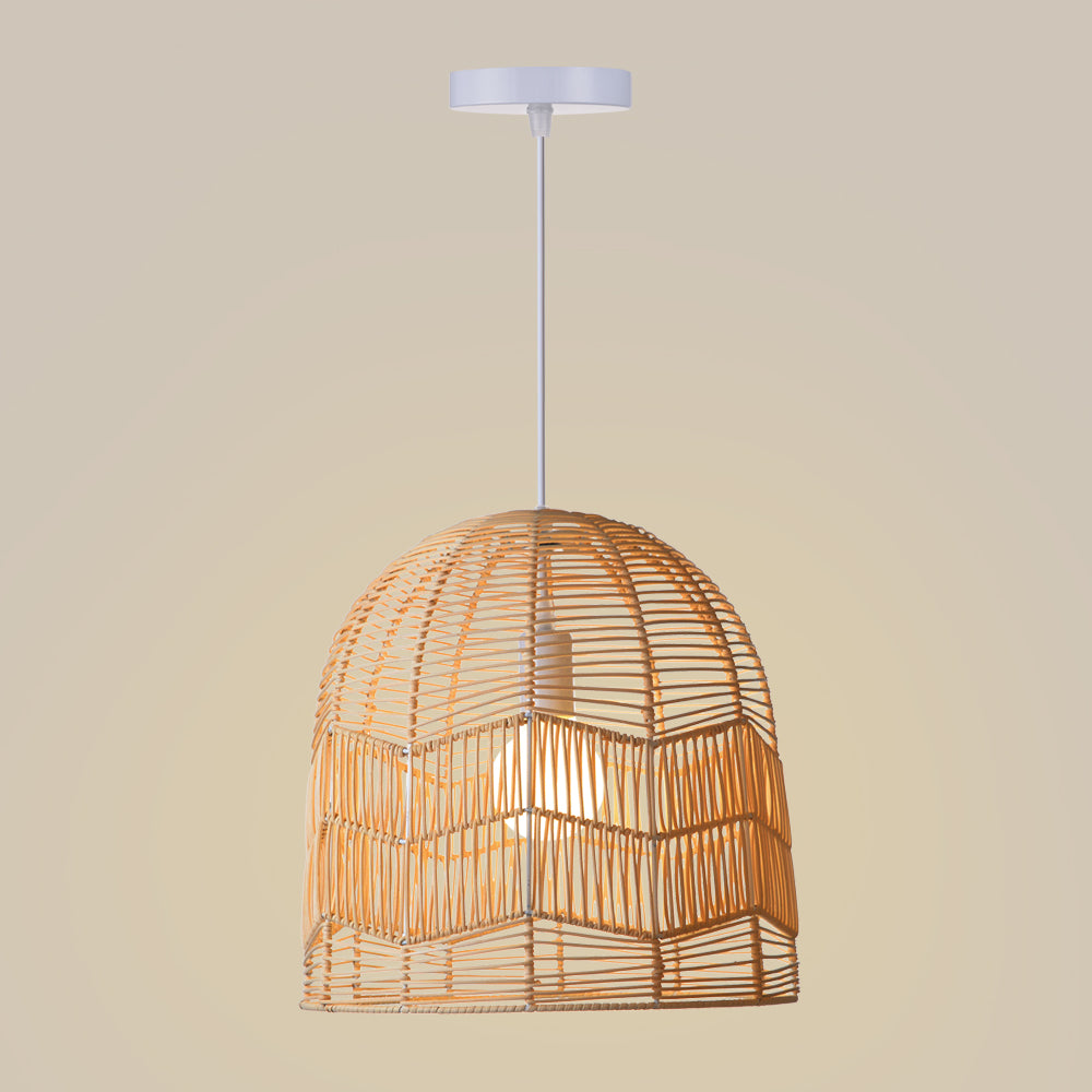 (M)Rattan Pendant Light Fixtures Geometric Single Lantern Ceiling Chandelier Lamp for Kitchen Island