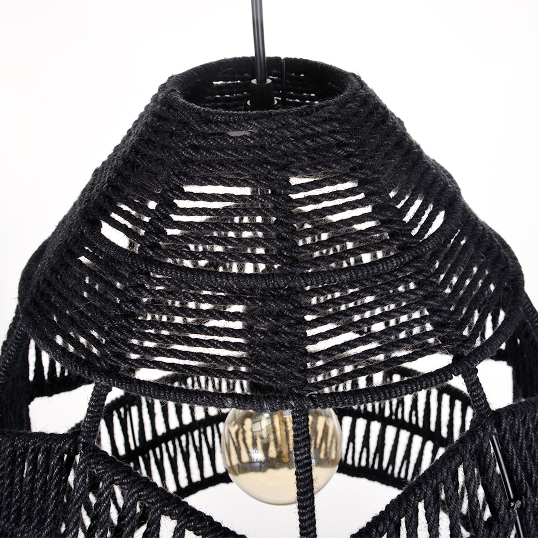 (Z)ARTURESTHOME Natural Woven Rope Pendant Light Boho Chic Hanging Lamp Handcrafted Rattan Light Fixture for Dining Room Living Room Bedroom Decor