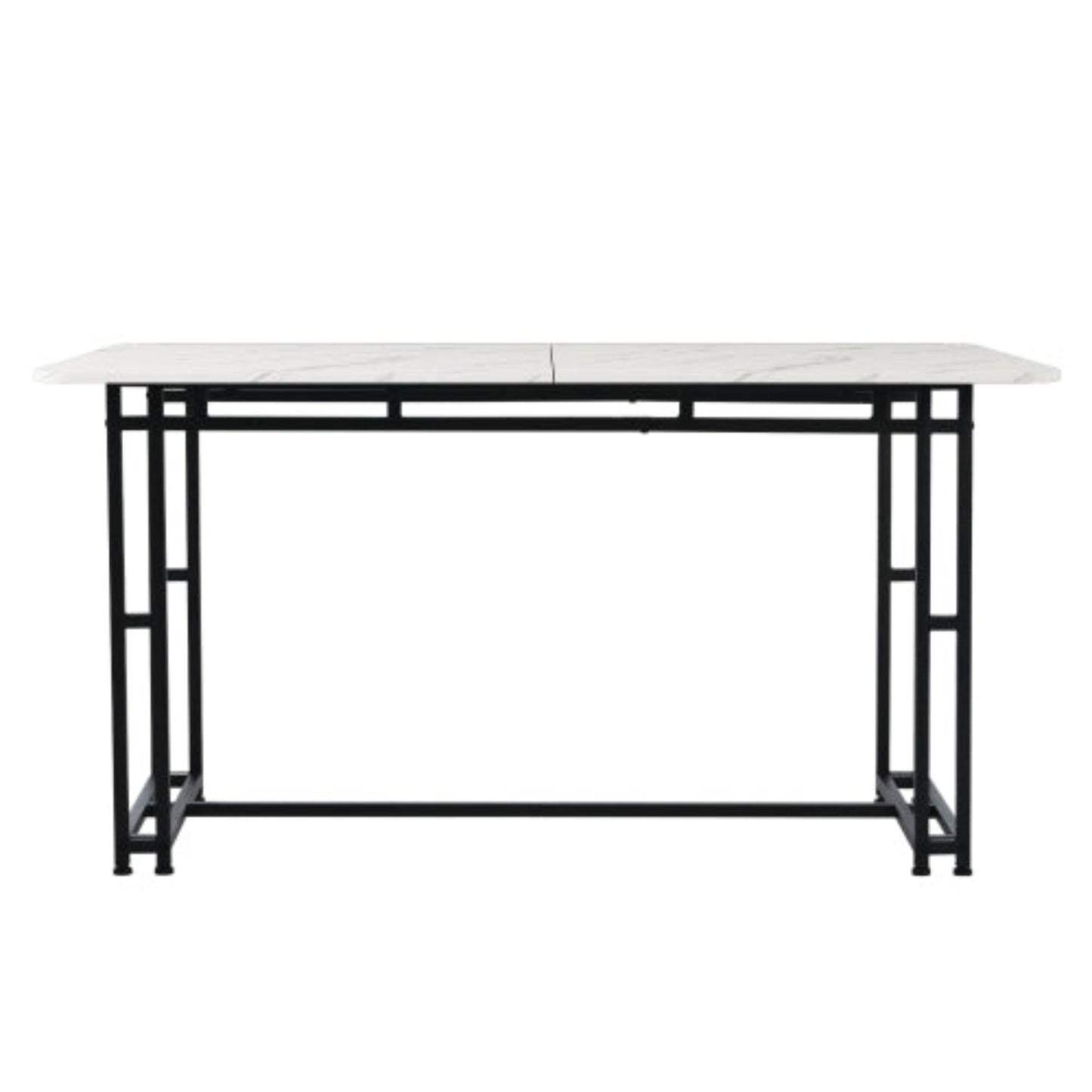 Black Metal Frame Dining Table,140x80cm, Modern Rectangular, for Living Dining Room