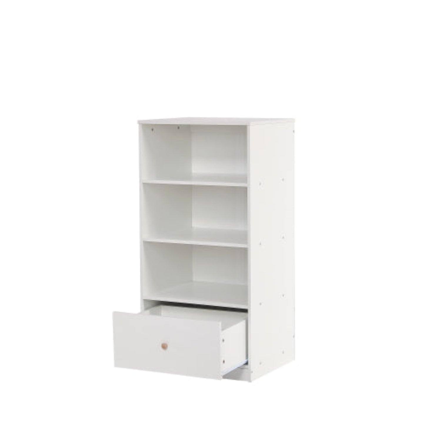 White MDF Bookcase,3 Shelves, 1 Drawer, Silent Glides,Bedroom Living Room