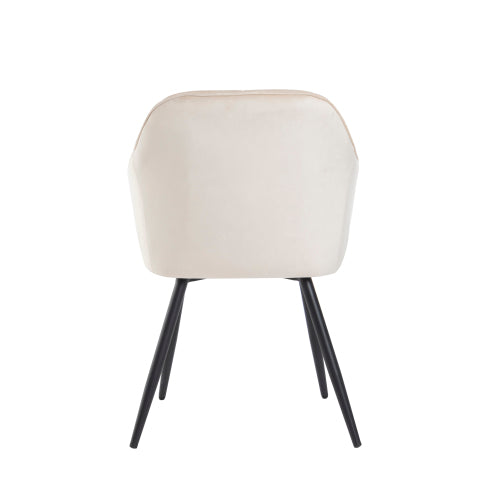 (p)Beige Velvet Dining Chairs with Metal Legs - Upholstered for Elegance and Comfort