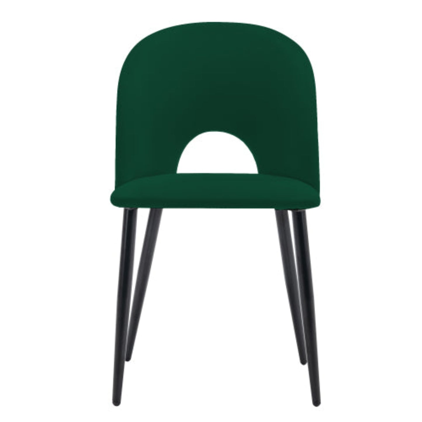 Chaises de salle à manger en velours vert - Rembourrées, métal, pieds réglables, dossier en losange - Lot de 4