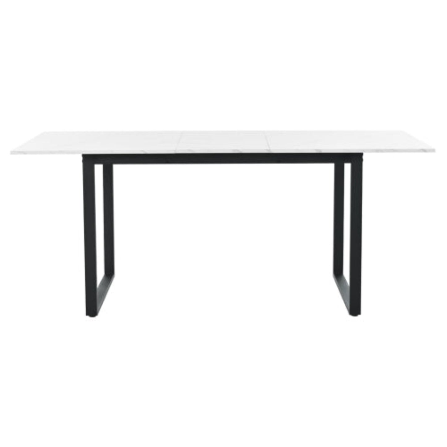 Modern White Extendable Dining Table-Marble Pattern, Metal Legs, Storage 140/180x80x75cm