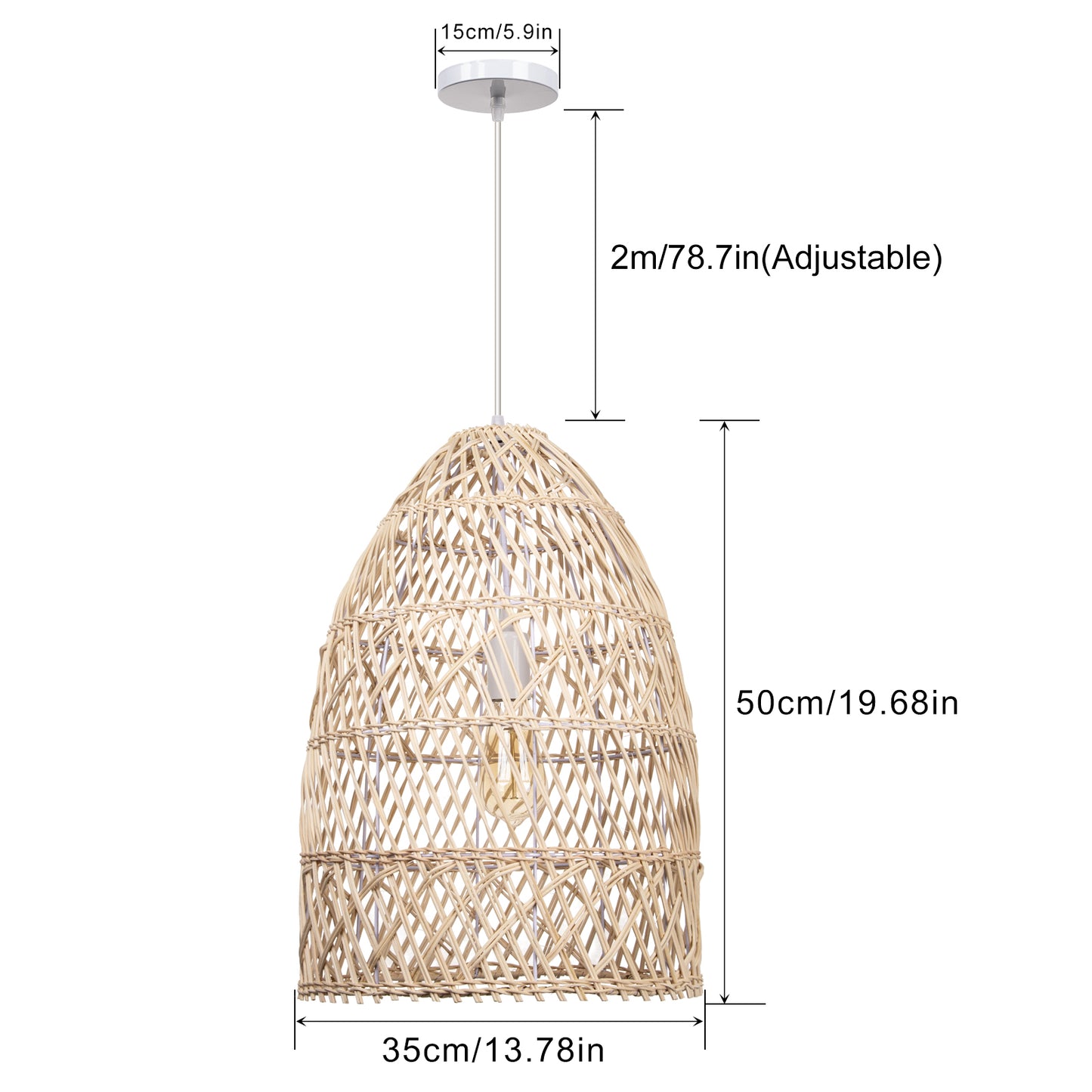 (Z)ARTURESTHOME Bamboo Pendant Lamp Globe Lampshade Ceiling Pendant Lamp E27 for bedroom living room kitchen