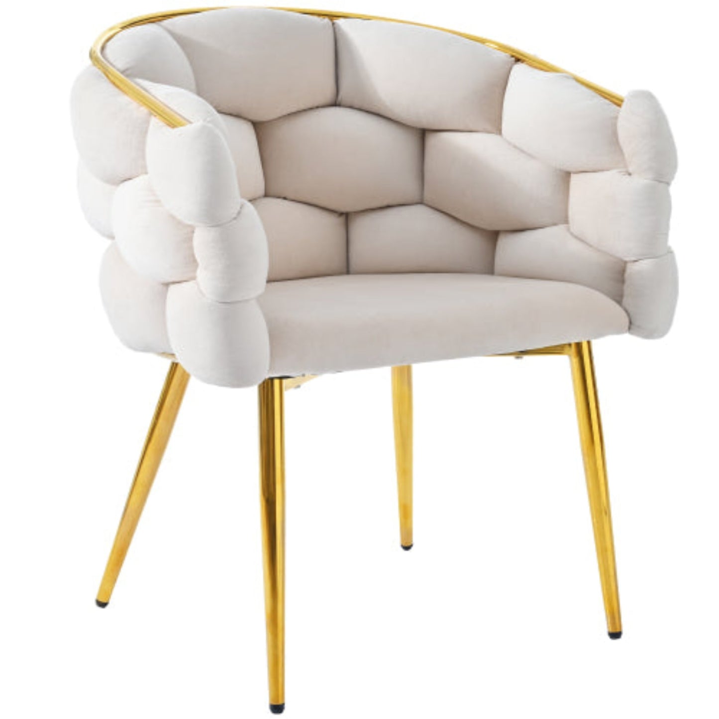 Beige Bubble Dining Chair,Gold Legs, Luxury Velvet, Gold Frame