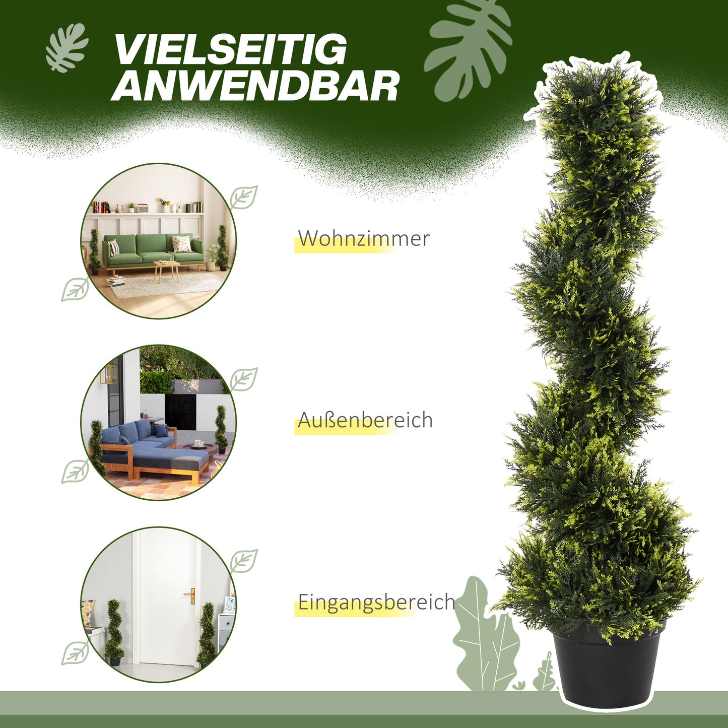 Set of 2 Artificial Cedar Trees, Large 90cm Artificial Plants for Living Room, Bedroom, Office, Garden, Modern Decoration