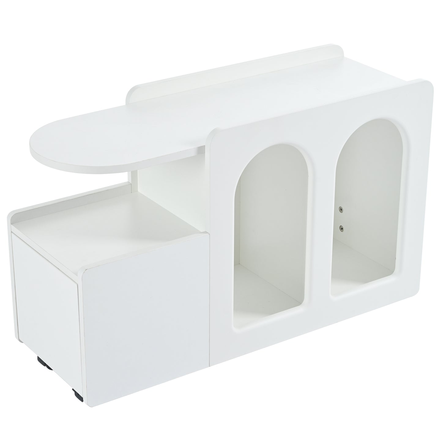 Creamy White Mobile Side Cabinet - Versatile Storage Trolley for Home