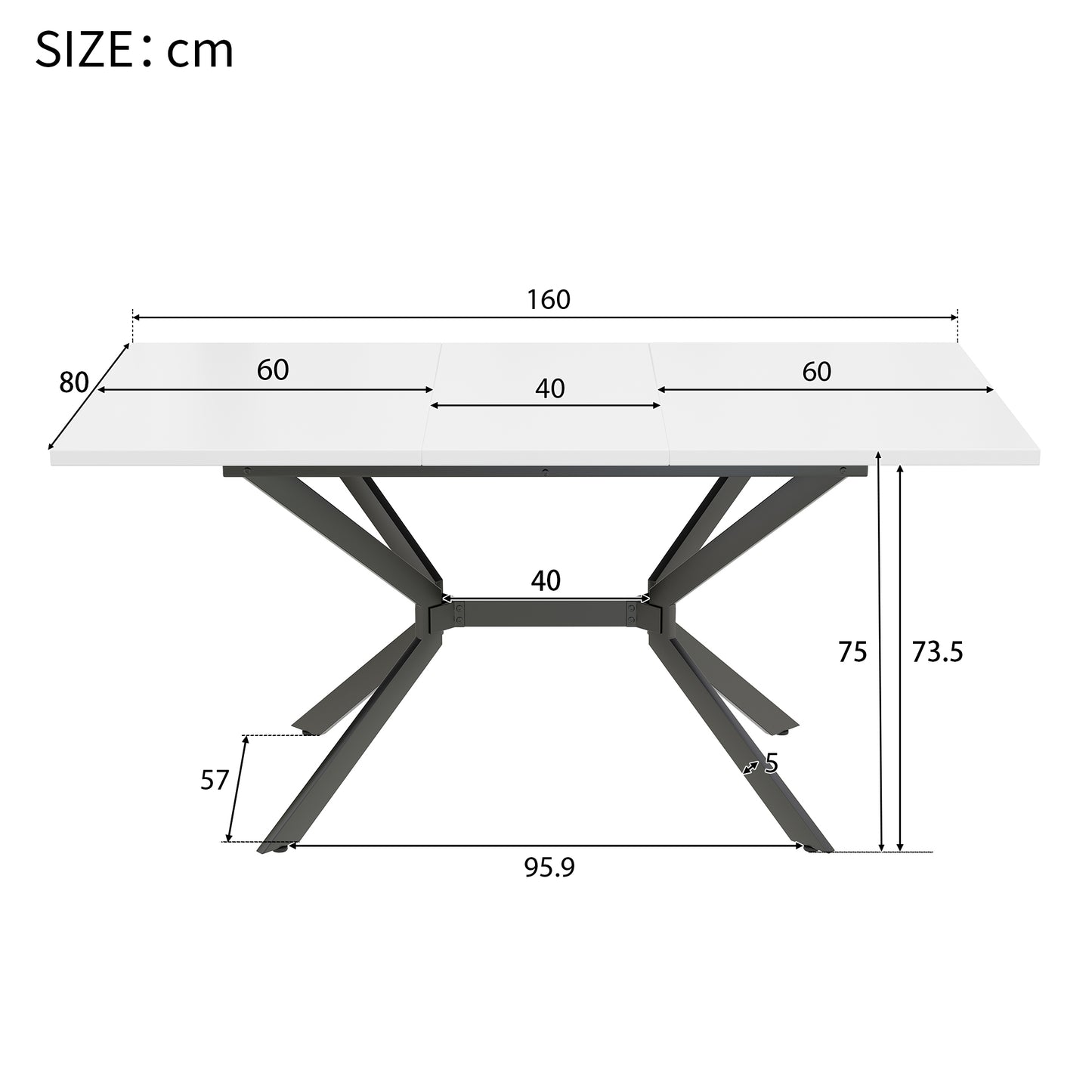 Stylish White Extendable Dining Table with Black Legs