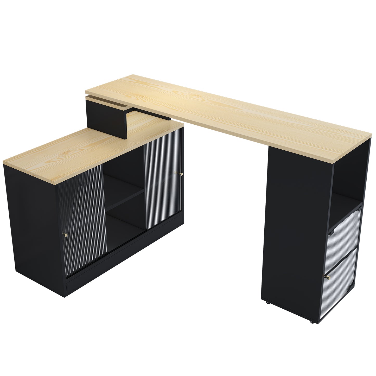 Modern Mobile Bar Table with Storage - Black