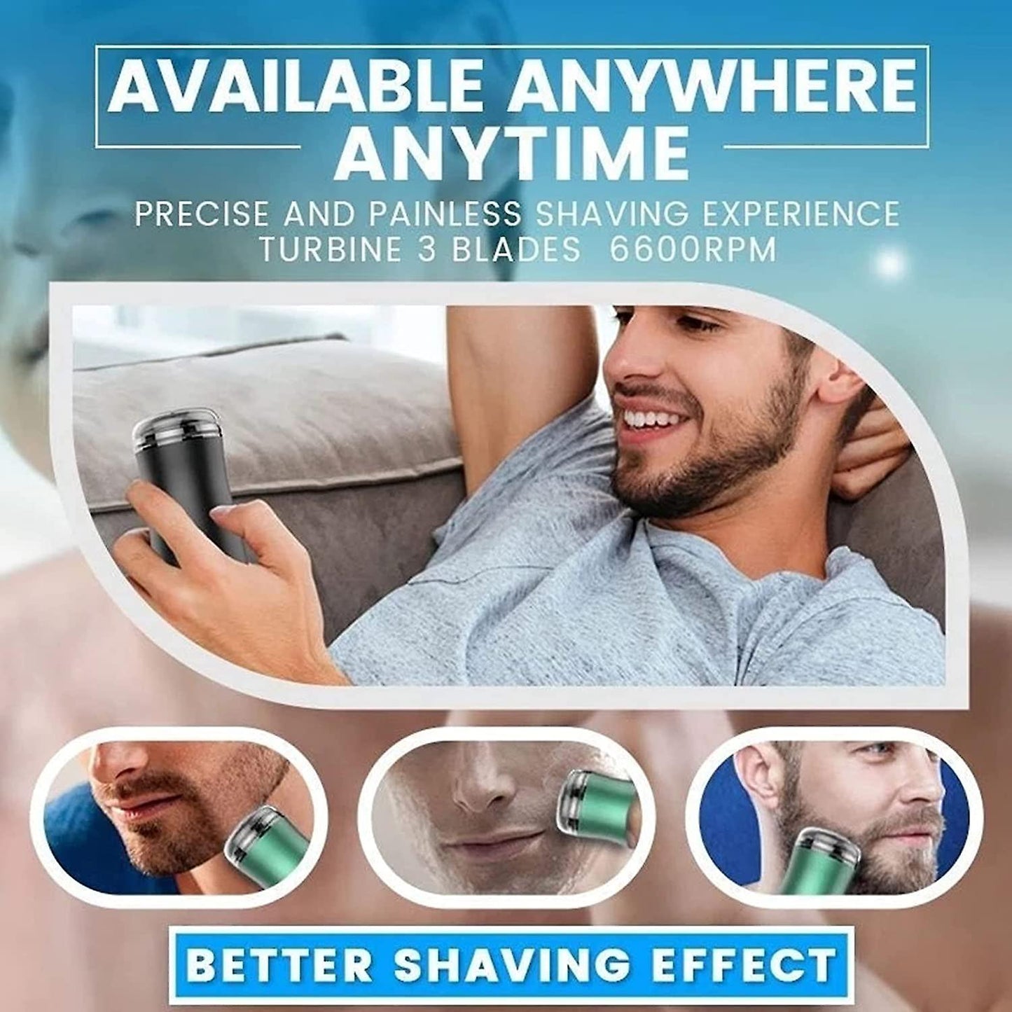 (Y)Pocket Size Washable Electric Shaver, Men Electric Portable Travel Shaver, Mini Pocket Size Rotary Razor