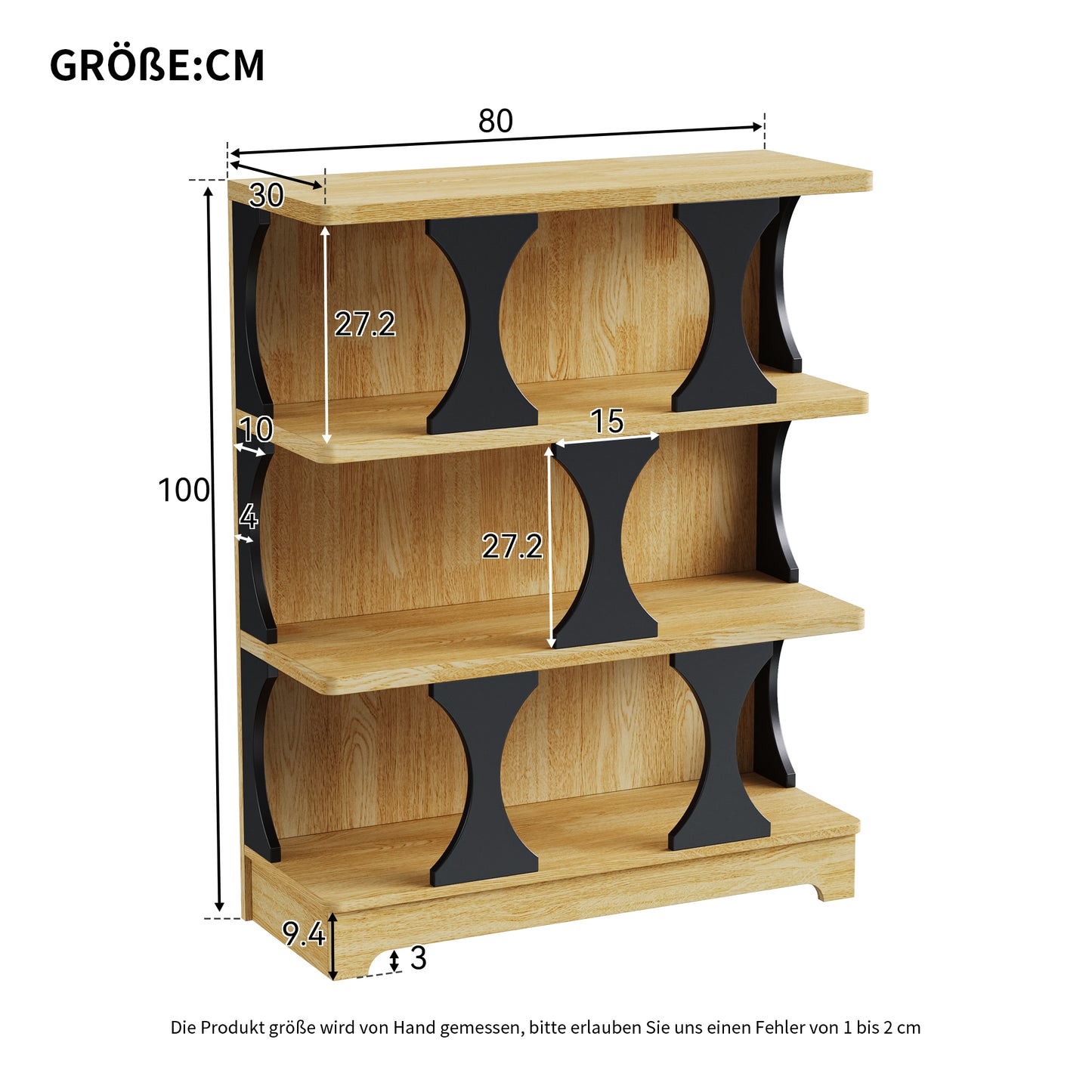 Modern Hollow Design Bookshelf - Space-Saving, Wood, W80xW30xH100