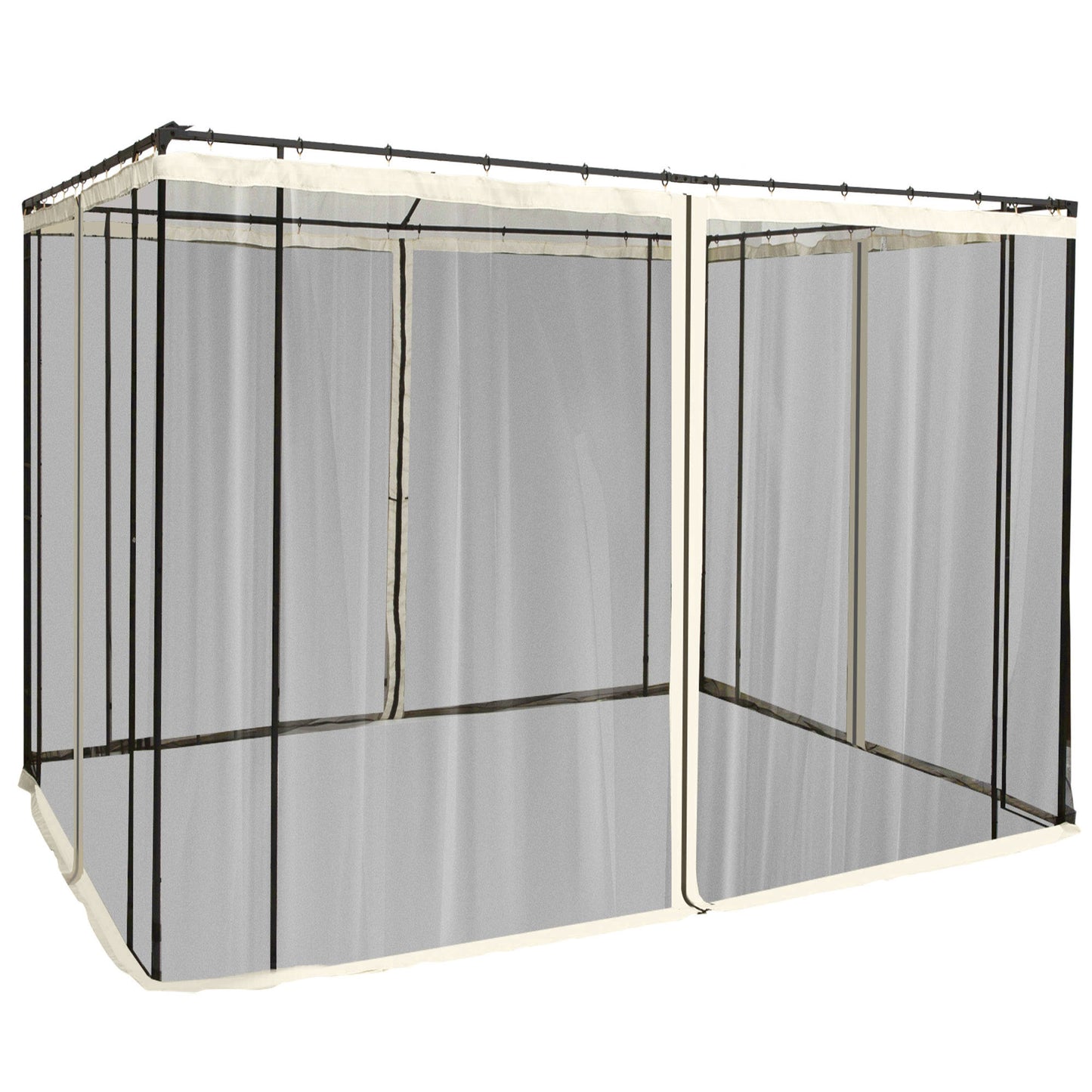 3x3m gazebo mosquito net with 4 side panels, mosquito net with zipper, durable black nylon net