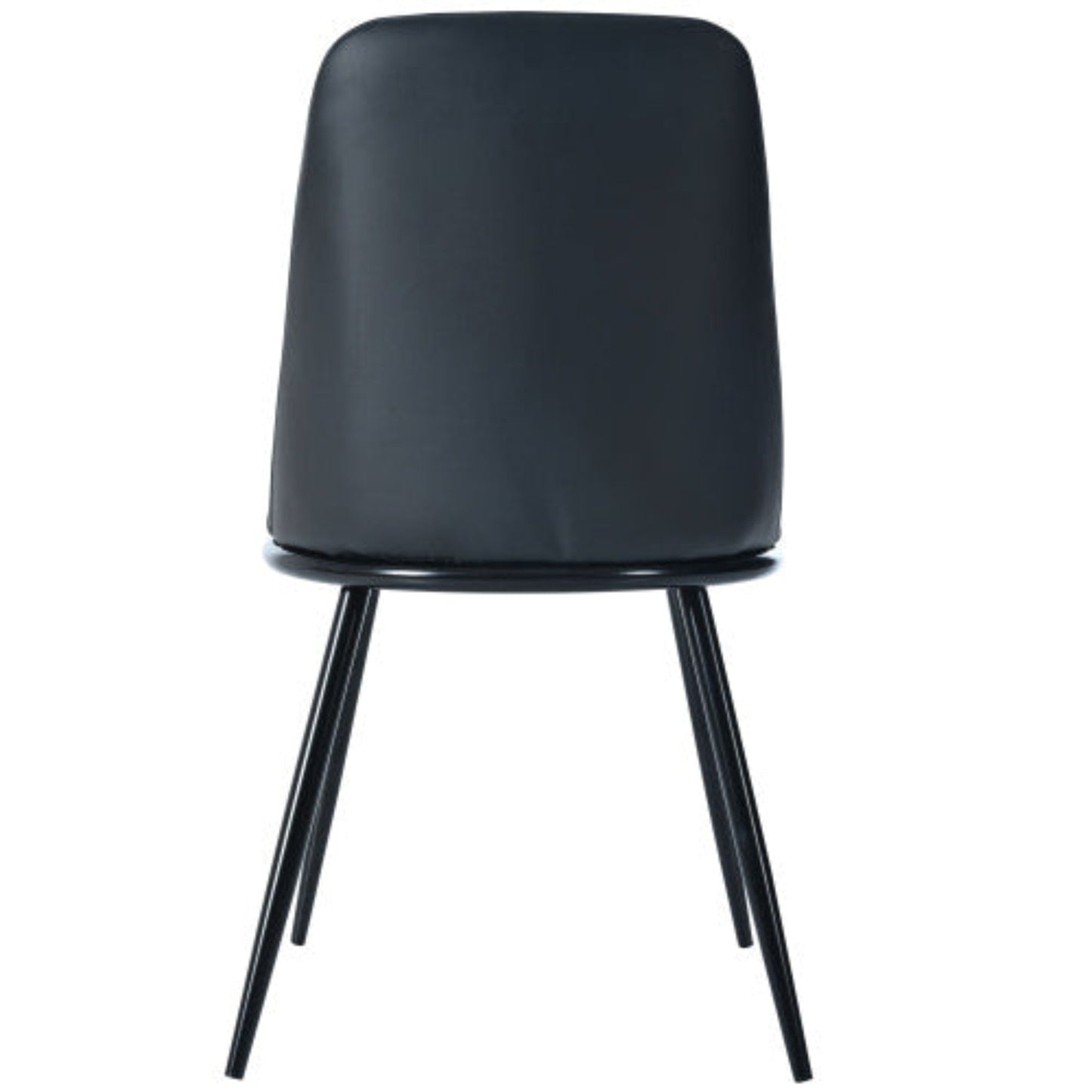 Black PU Leather Dining Chairs,Round Back, Metal Frame, Black Legs, 150kg-Set of 2