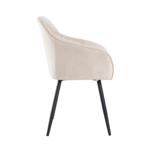 (p)Beige Velvet Dining Chairs with Metal Legs - Upholstered for Elegance and Comfort