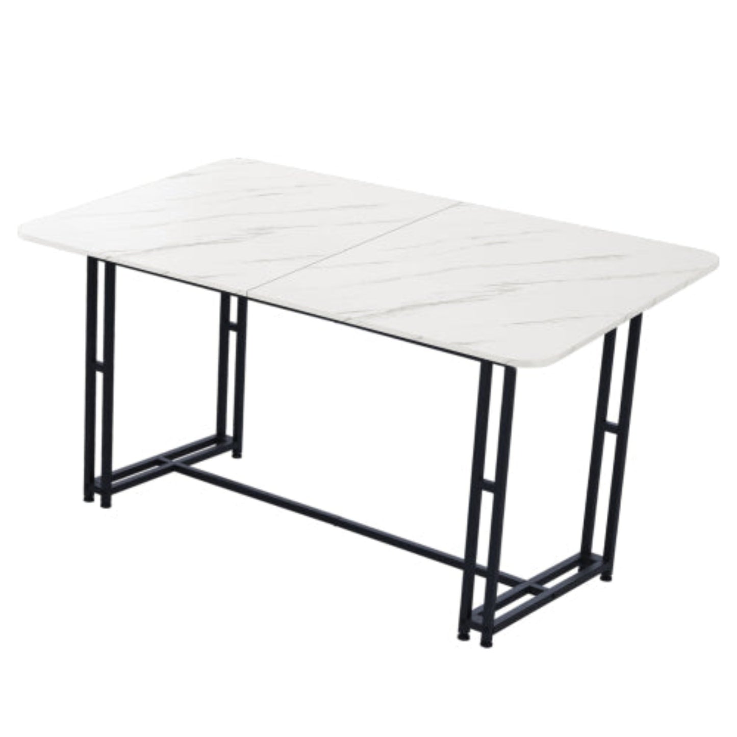 Black Metal Frame Dining Table,140x80cm, Modern Rectangular, for Living Dining Room