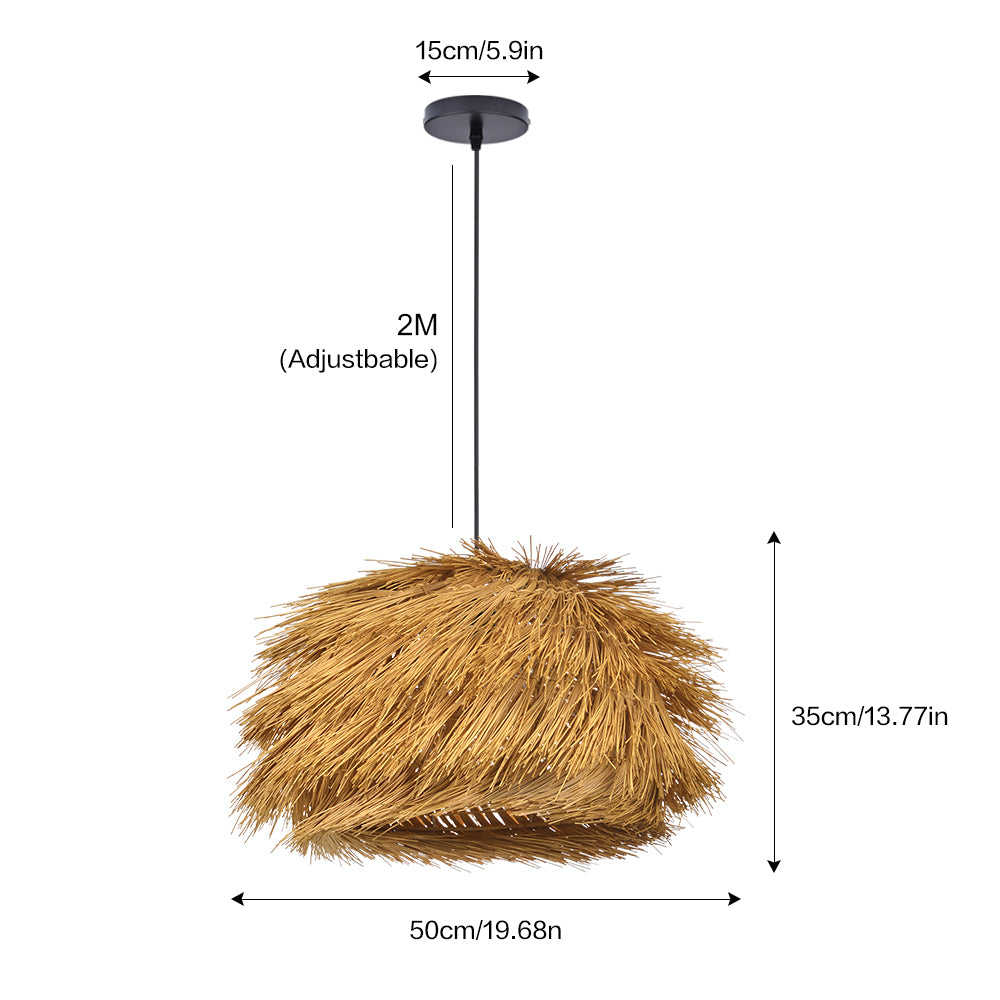 (Q)Hand Woven Bamboo and Rattan Pendant Light, Vintage Home Lighting Pendant Light, Bohemian Style, Suitable for Bedrooms and Restaurants