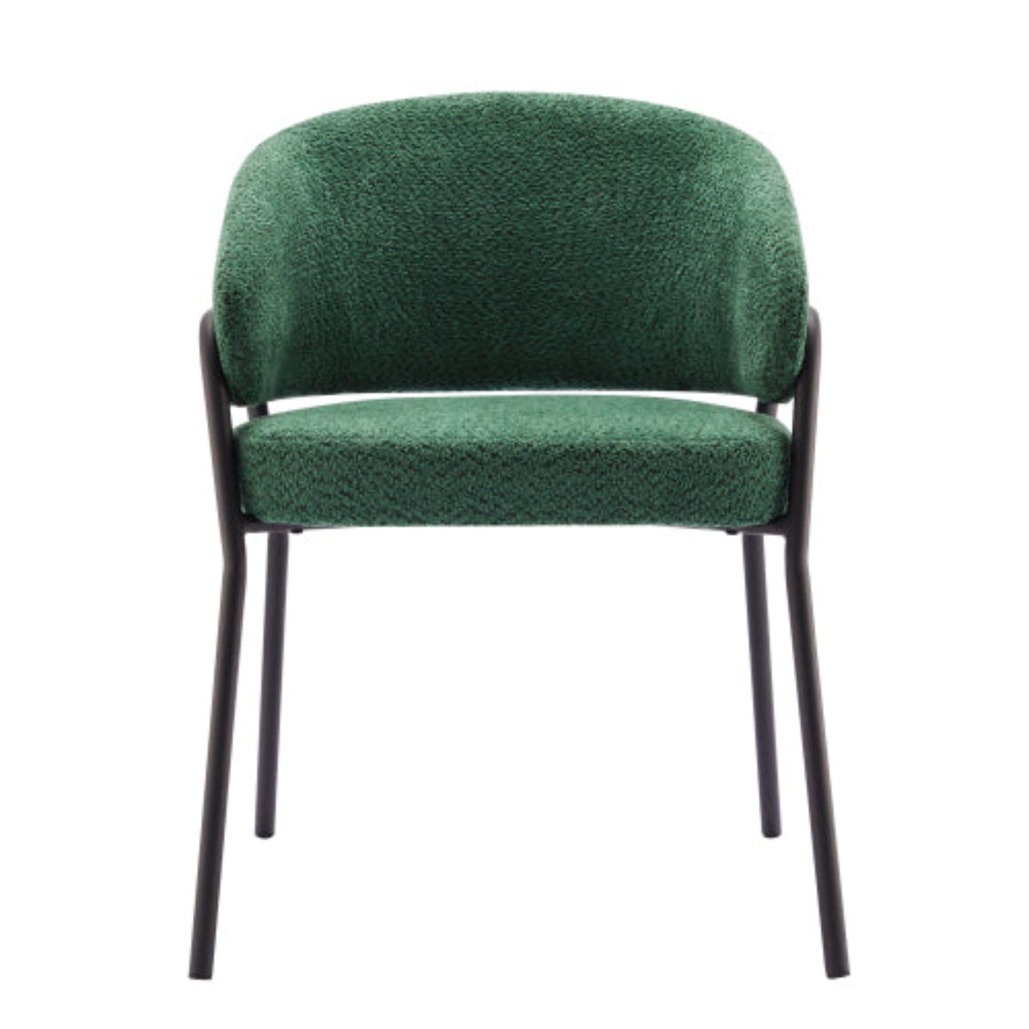 (p)Lush Green Velvet Dining Chair-Modern Living Room Armchair with Black Legs