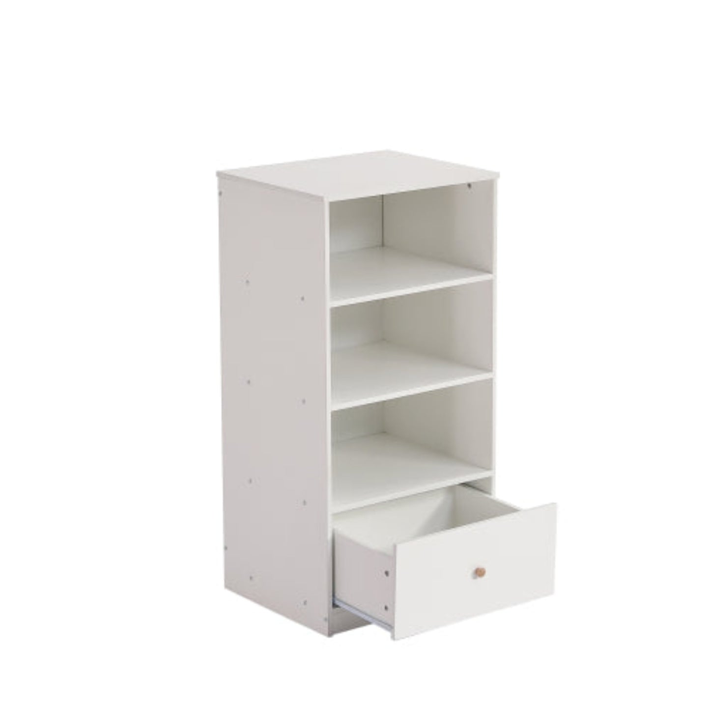 White MDF Bookcase,3 Shelves, 1 Drawer, Silent Glides,Bedroom Living Room