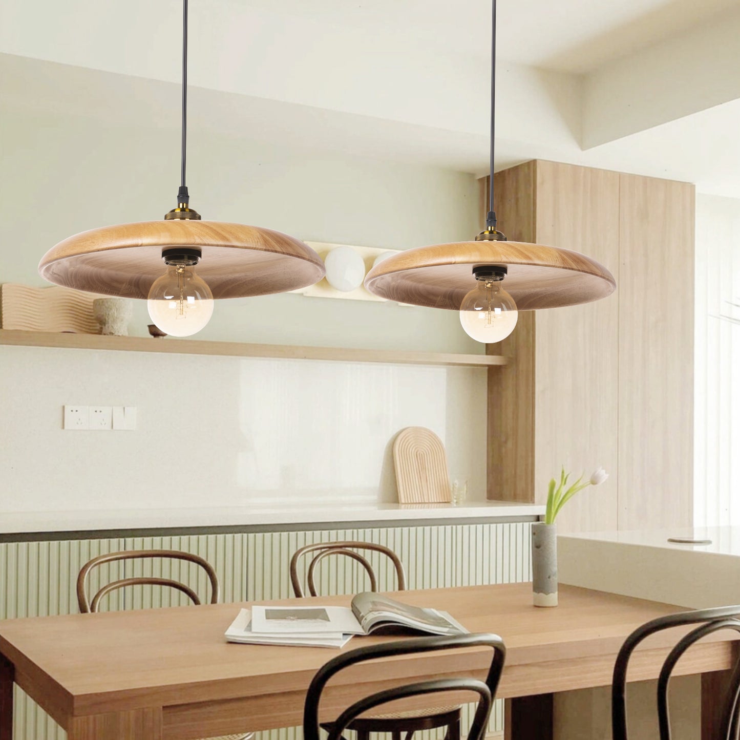 (M)Nordic Solid Wood Chandelier Bedside Small Pendant Light For Dining Room Bedroom