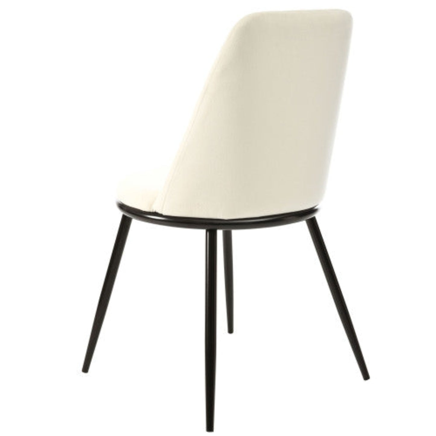 Beige Velvet Dining Chairs,Round Back, Metal Frame, Black Legs,150kg-Set of 2