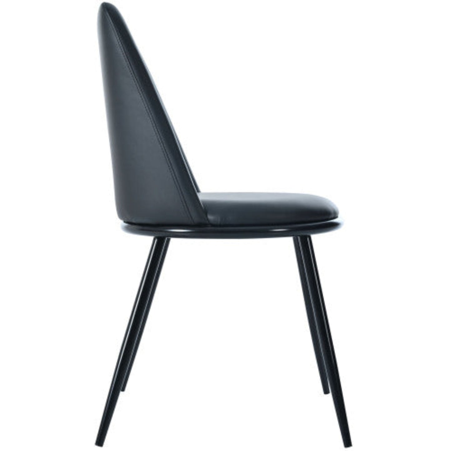 Black PU Leather Dining Chairs,Round Back, Metal Frame, Black Legs, 150kg-Set of 2