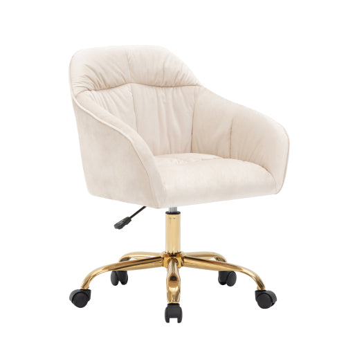 (p)Velvet Swivel Chair with Gold Legs - Adjustable Height, Breathable, Home Office Ready