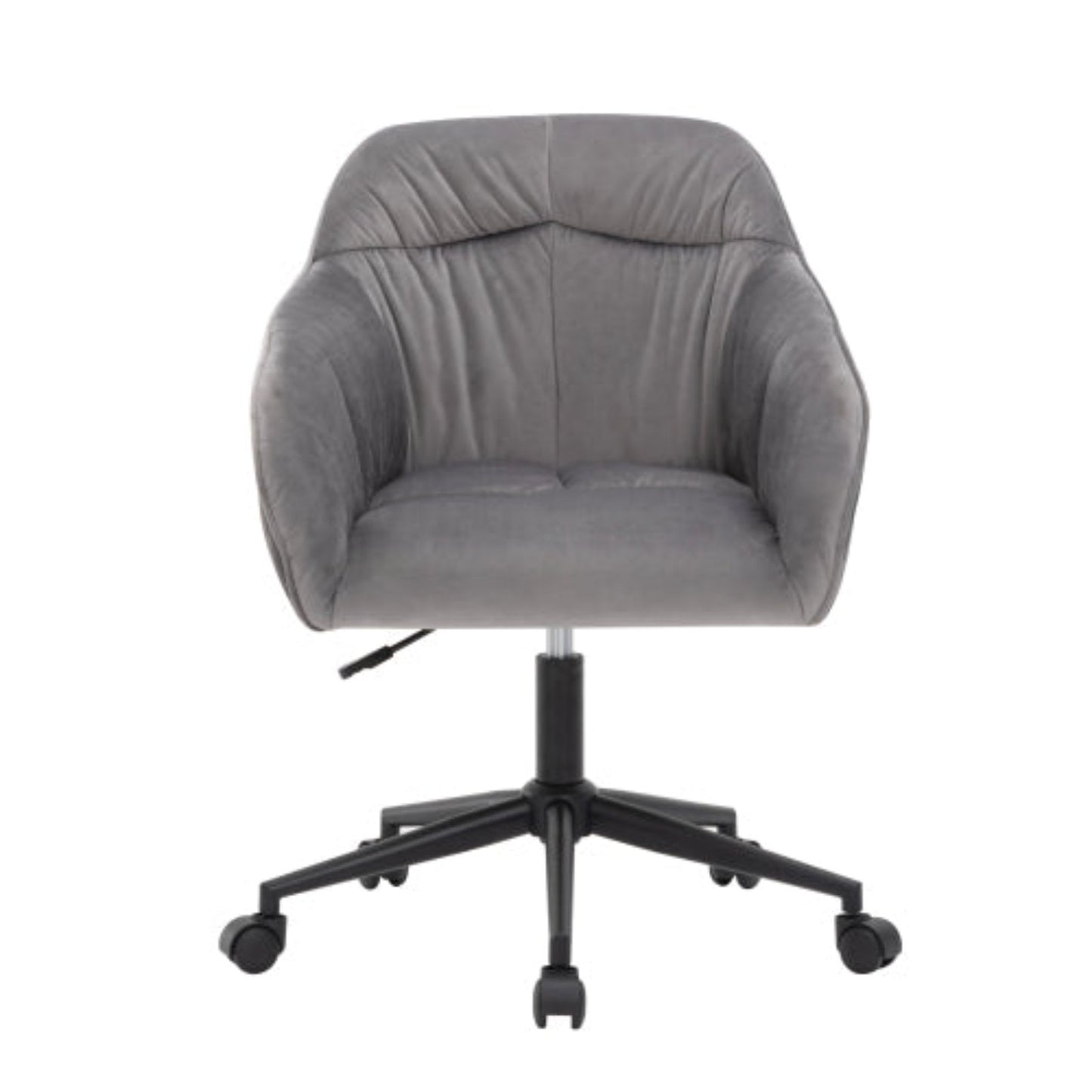 (p)Gray velvet swivel chair with height adjustment -1 piece - with backrest, armrests and wheels, suitable for home office