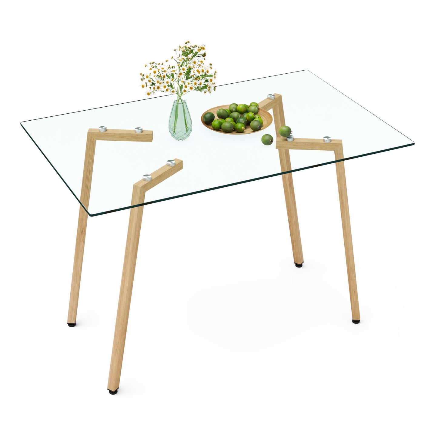 Modern Tempered Glass Dining Table for 4-6 People