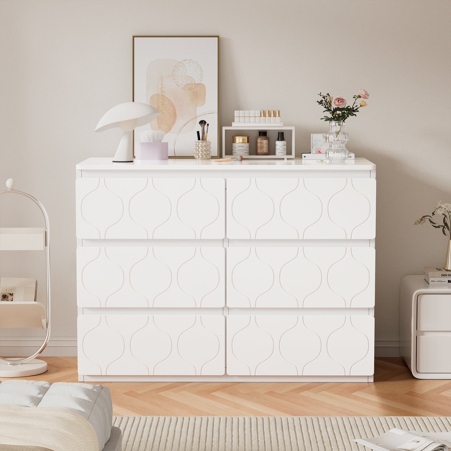 Versatile White 6-Drawer Chest for Home