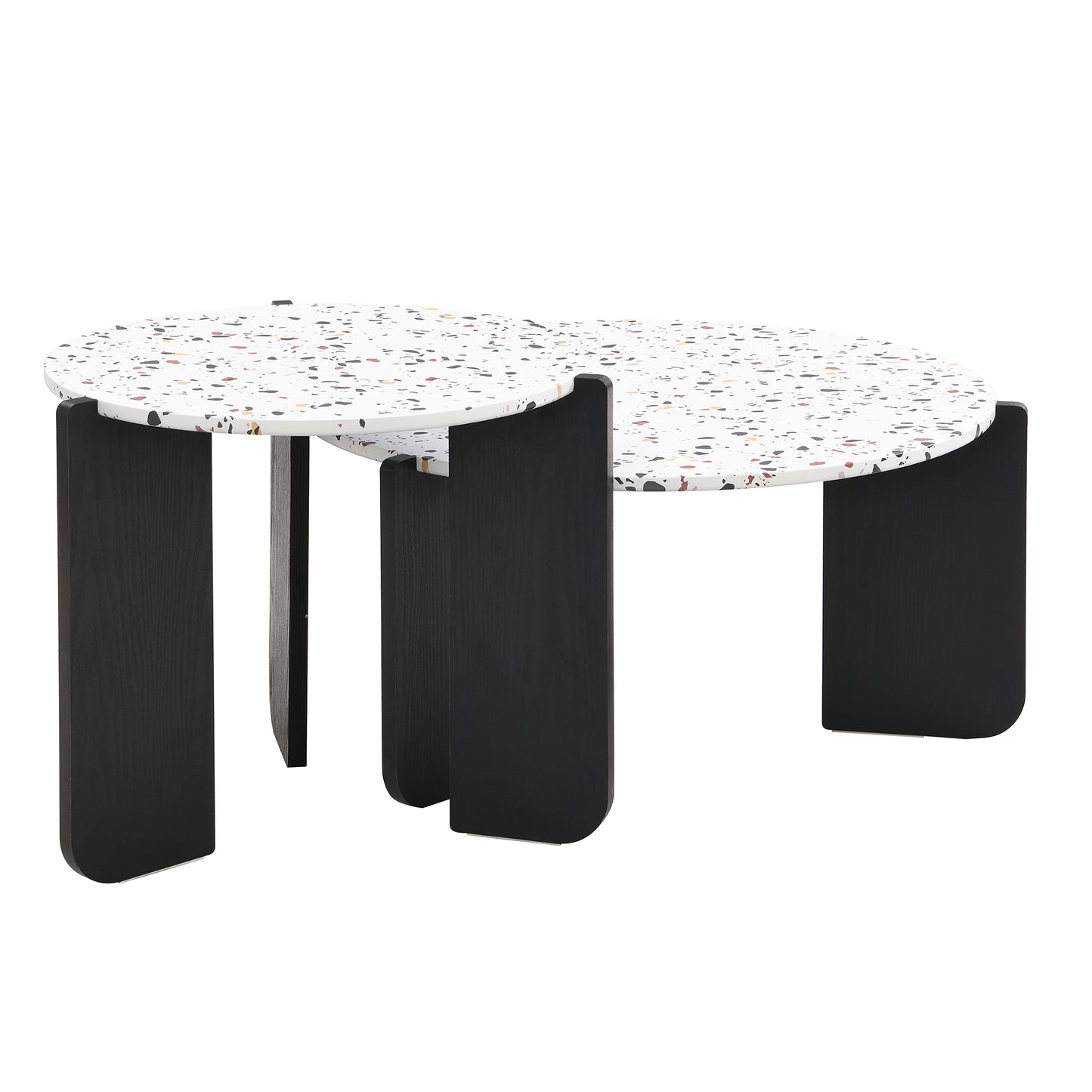 Modern Duo-Assembled Coffee and Side Table Set for Living Room and Balcony